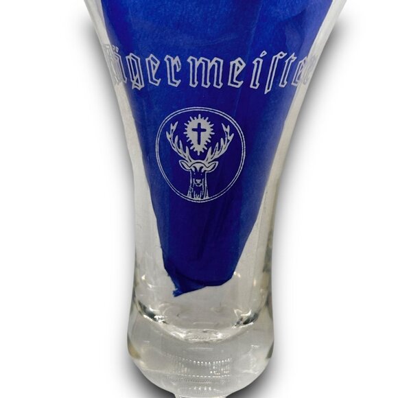 2 Jägermeister Footed Cordial Shot Glasses White Stag Vintage German Barware - Picture 3 of 7